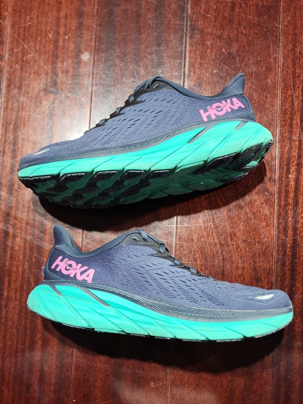 Hoka One One Clifton 8 Running Shoes Womens Navy Outer Space Atlantis Sz 9.5
